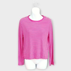 NWT Thereabouts Striped Pink and White Girl's Ribbed Top ~sz XL 18.5 Plus Size